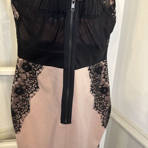 Dusty Rose & Black Lace Strapless Short Party Dress Womens juniors Large - Picture 4 of 11